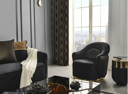 Sessel Ohrensessel Modern Stoff Wohnzimmer Polyester Blau Design Sitz